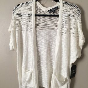 White short sleeve sweater cover up